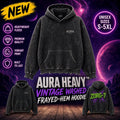 AURA HEAVY™ Vintage Washed Frayed-Hem Hoodie