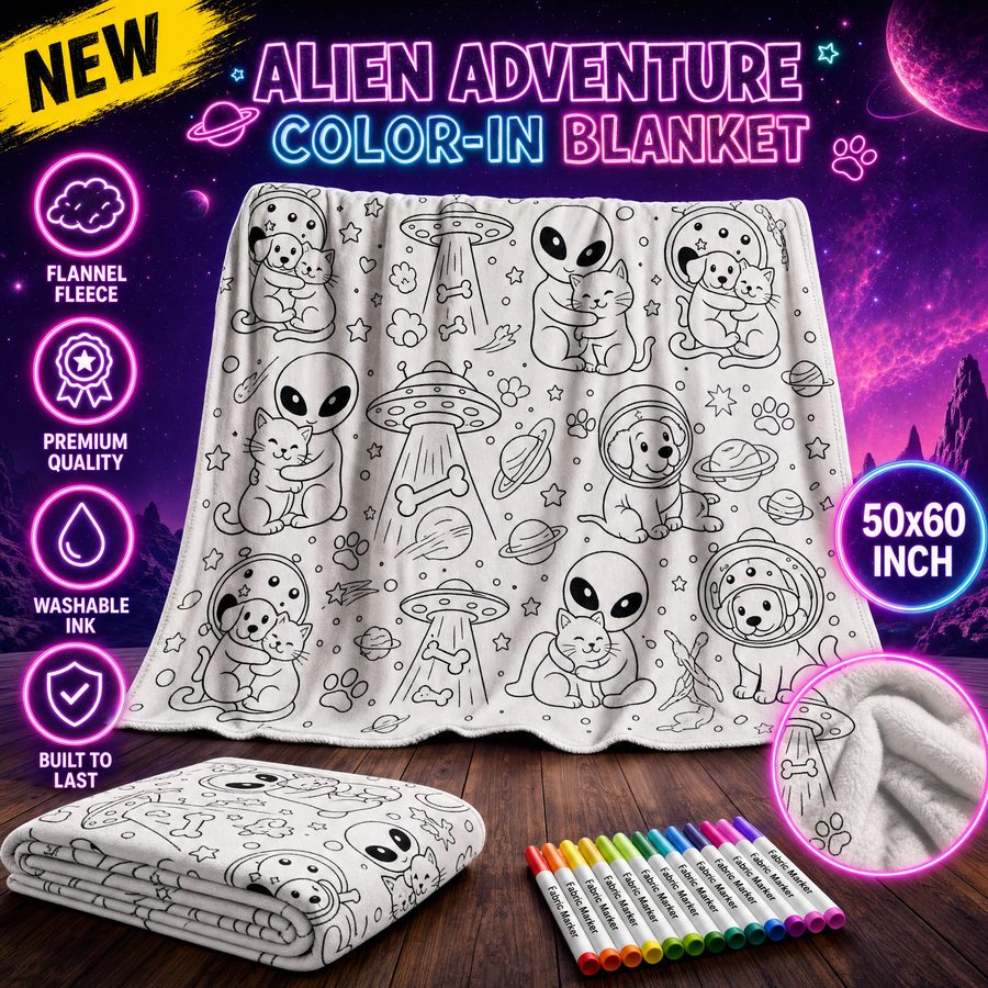Color-In Blanket Duo - Alien Adventure blanket