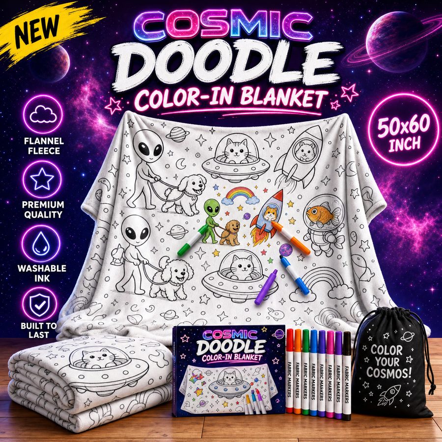 HEAVY SAUCE™ | Cosmic Doodle Color-In Blanket