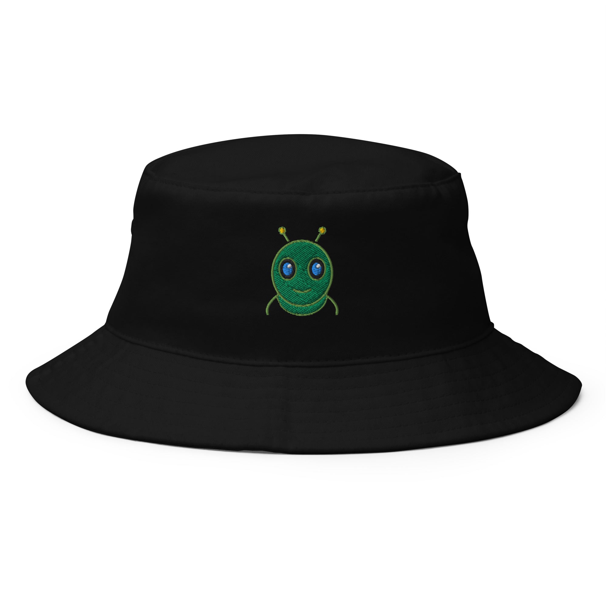Clean minimalist black bucket hat, AURA HEAVY Classic, front view