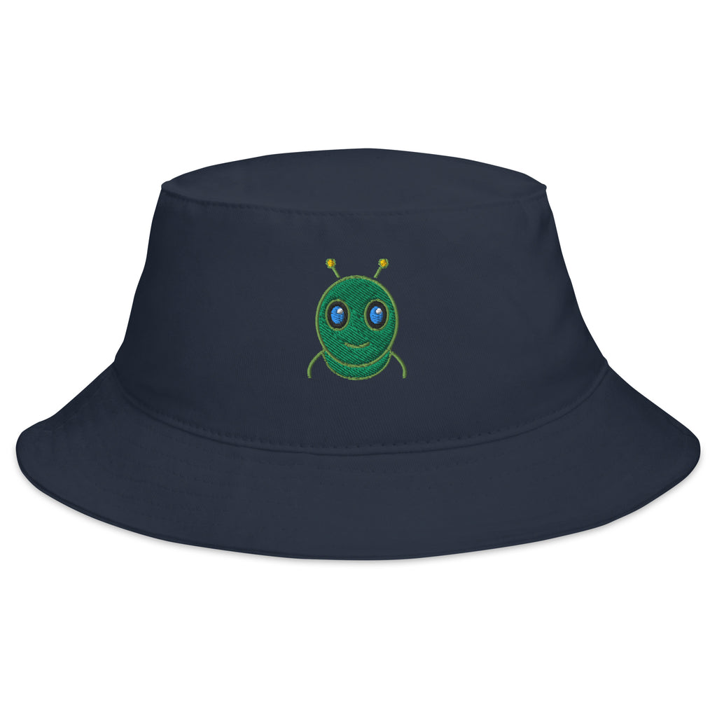 AURA HEAVY Classic Bucket Hat in navy structured cotton twill, front view