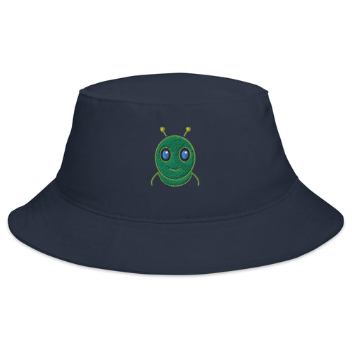 AURA HEAVY Classic Bucket Hat in navy structured cotton twill, front view