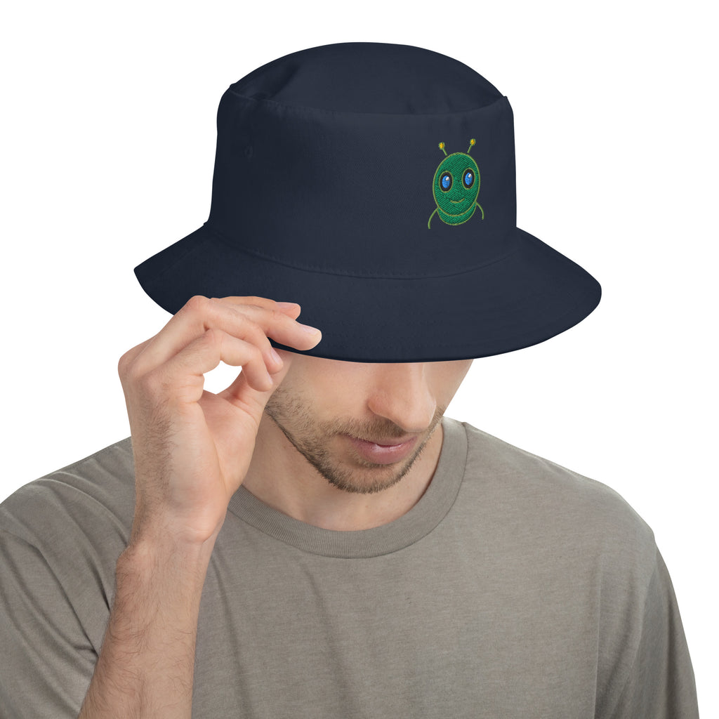 AURA HEAVY unbranded navy bucket hat, streetwear staple, front view
