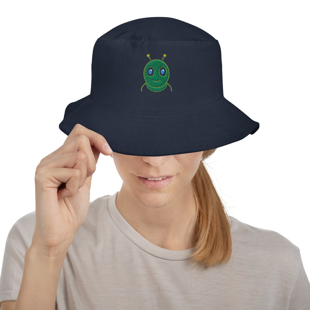 AURA HEAVY Classic Bucket Hat, navy cotton twill, one size fits most, front view