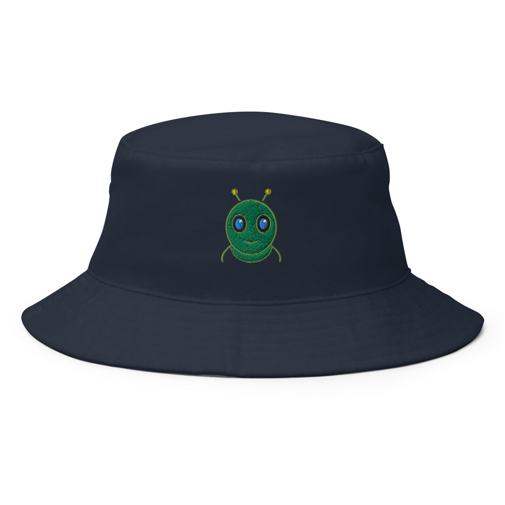 Clean minimalist navy bucket hat, AURA HEAVY Classic, front view