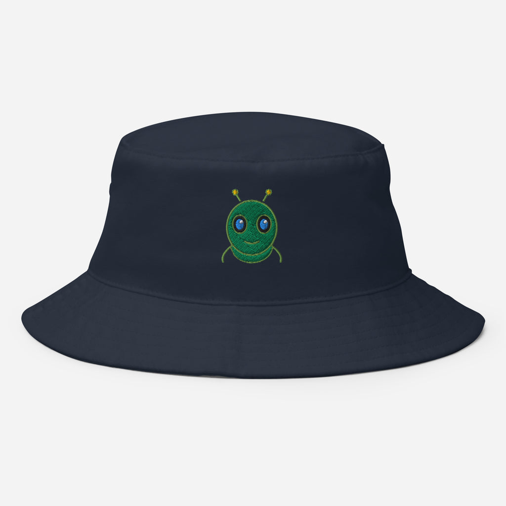 AURA HEAVY Classic Bucket Hat in navy, all-season streetwear accessory, front view