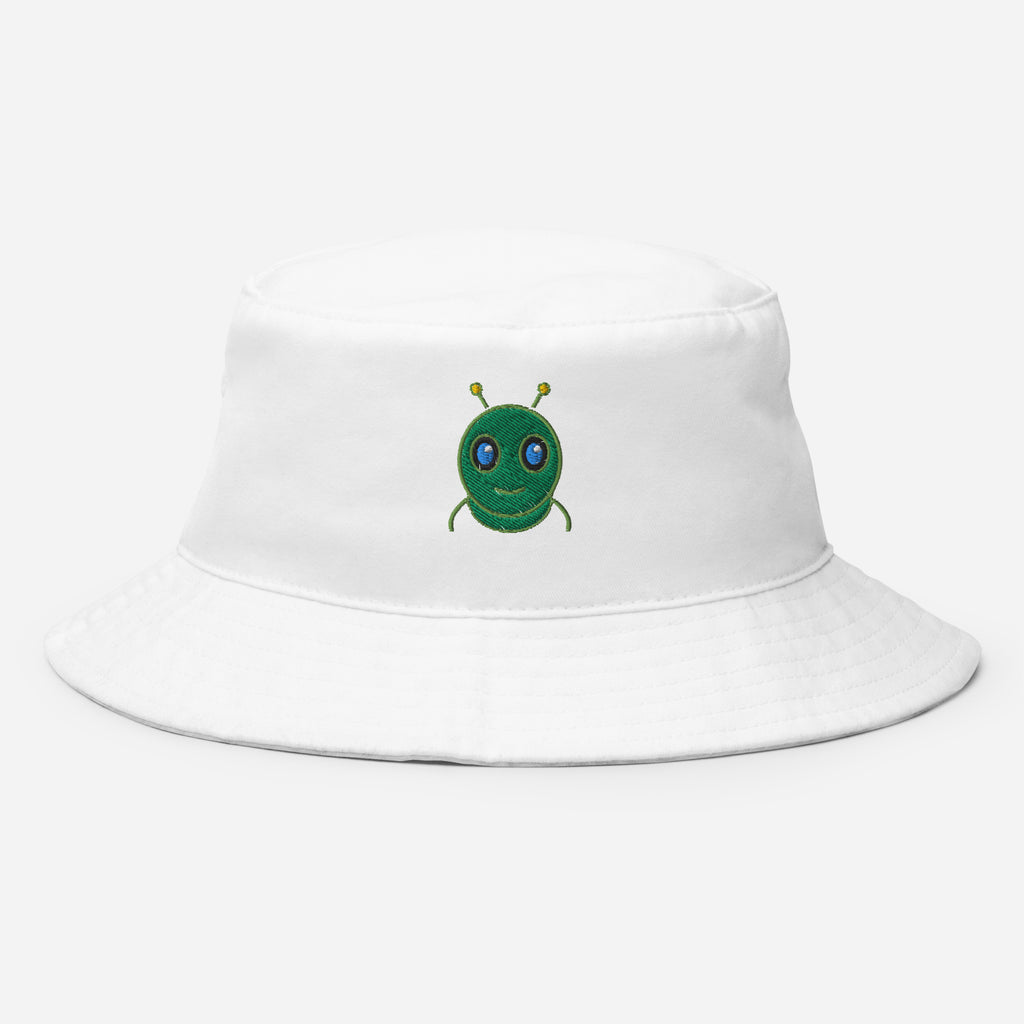 AURA HEAVY Classic Bucket Hat in white, all-season streetwear accessory, front view