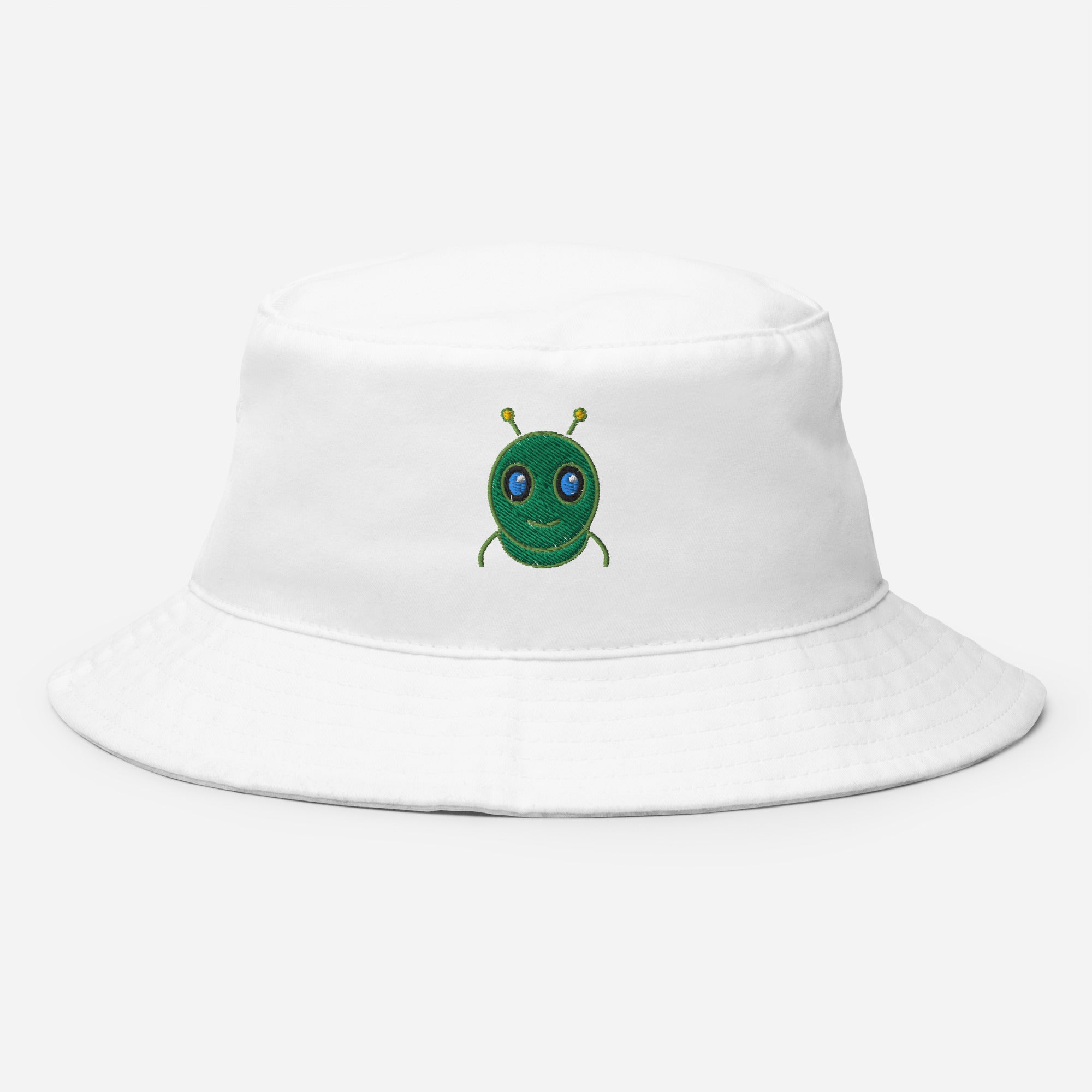AURA HEAVY Classic Bucket Hat in white, all-season streetwear accessory, front view